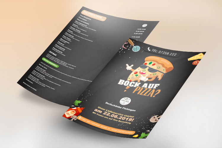 Flat design Speisekarte für das Resturant Dorfschänke
